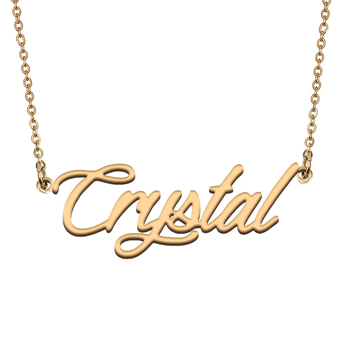HUAN XUN Name Necklace for Womens Crystal