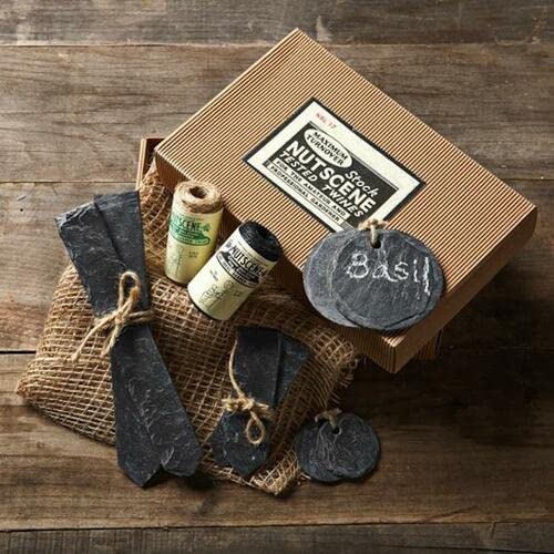 Nutscene Rustic Gardening Gift with Slate Labels and Twine