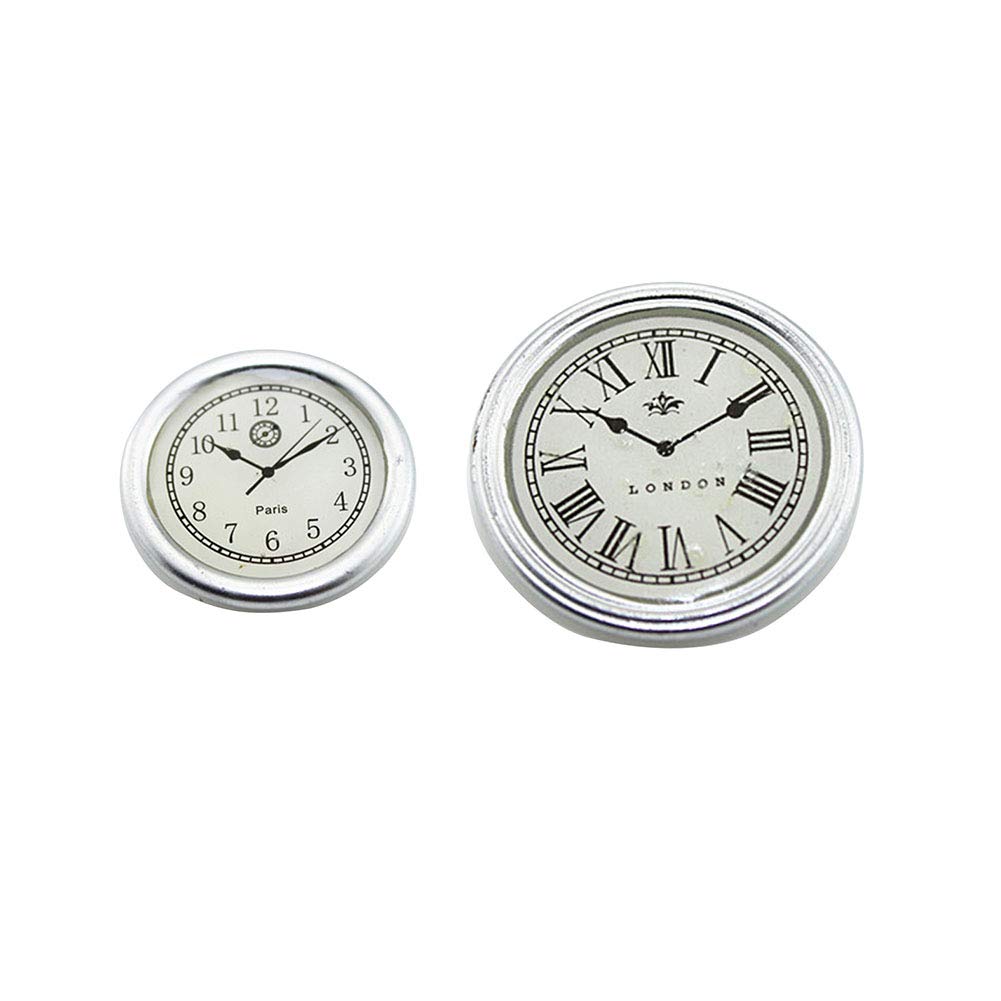 lyq Mini Wall Clock, Resin Miniature Round Wall Clock Dollhouse