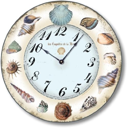 Item C2122 Shabby Style Seashell Clock (12 Inch Diameter)