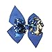 XIMA 12pcs 4.5inch Reversible Sequin Bows With Clips Grosgrain Ribbon Hair Bows Hairpin For Girls Hair Accessories (12pcs-Bows with clips)