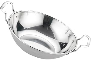 SHINEOFI Stainless Steel Flat Bottom Dry Pot for Seafood and Hot Pot Cooking High Temperature Resistant