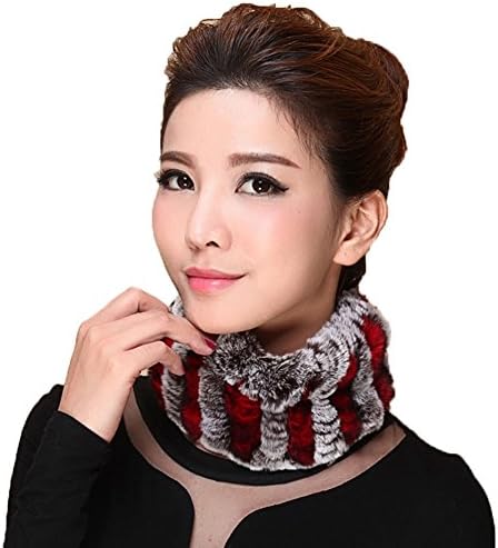 MINGXINTECH slim rabbit fur collar warm winter tiny shawl neck overall loop wrap