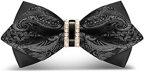 WEBO TEENAGER/CHILD/BOY’S Bow Tie Polyester Pre-tie Double Layers Rhinestone embellishment Bow ties Adjustable Bowties L 4.7",W 2.3" -11 Colors（Black）
