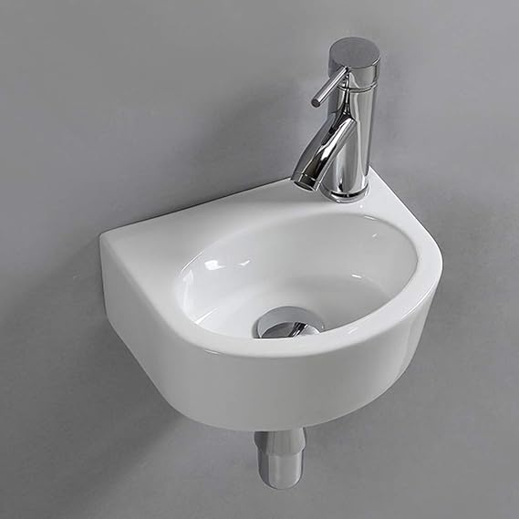 Cloakroom Basin Sink Oval Wall Hung Ceramic Washbasin for Small