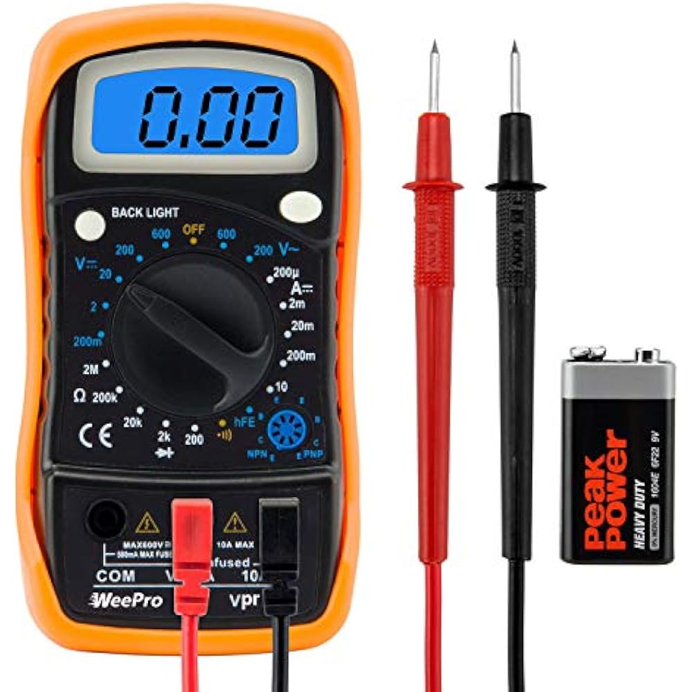 WeePro Vpro850L Digital Multimeter DC AC Voltmeter, Ohm Amp Test Meter