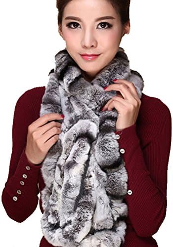 Zegeon Rex Rabbit infinity Fur Scarf for Women Light Gray