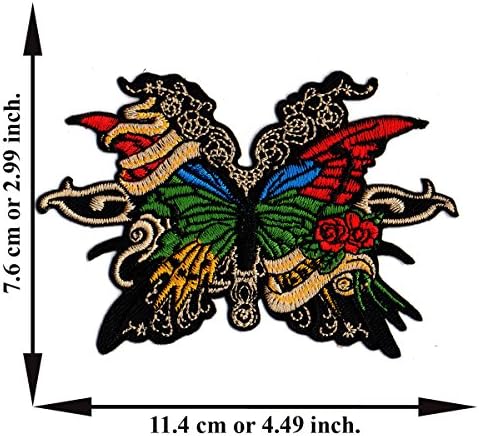 "Butterfly Patch" Iron on Patch 2.99"x4.49" Appliques Hat Cap Polo Backpack Clothing Jacket Shirt DIY Embroidered Iron on / Sew on Patch