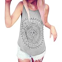 Tank Tops Women chaofanjiancai Casual Summer Vest Sun Printed Blouse Sleeveless Shirt