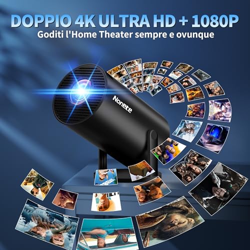 1080P FHD Projector [2026 Upgraded] Mini Portable Projector 4K with WiFi 6 BT 5.2 Video Projector Supports 270° Rotary Projector Car Keystone TV Stick/USB/HDMI/PC with HDMI Cable & Mouse, Black