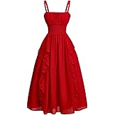 Ltvoo Girls Dress Sleeveless Ruched Ruffle Hem A Line Spaghetti Strap Cami Flowy Sundress Long Summer Dresses for Teen 13-16Y