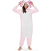 Clarisbelle Women's Halloween Adult Party Sleepwear Fleece Cozy Warm Plush Winter Flannel Onesies Costumes Axolotl XL