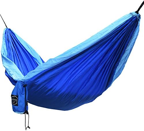 Double Camping Hammock - Lightweight, Durable, Nylon Parachute Hammock by Redfork Gear. Includes 2 - 12 Foot Hanging Ropes. Fun, Easy, Portable, Great For Camping, Hunting, Hiking, and the Backyard.