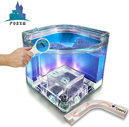 Forin Ant Castle Fram With Feeding System, Newfangled Toy For All Ages, Bioscience Learning, Observing Ant Habit LED Light Big Size Color Blue