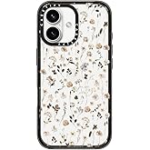 CASETiFY Impact Case for iPhone 16 [Slim / 8.2 ft. 4X Military Grade Drop Protection/Wireless Charging Compatible] - Wildflower Friday - Clear Black