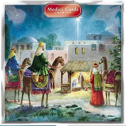 Charity Christmas Cards - (MED-CHJT0198) - Christmas Nativity Scene with The Three Kings - Pack of 8 Sold in Aid of Oxfam, Epilepsy Action, Marie Curie, Parkinson UK, MS Society, Diabetes UK