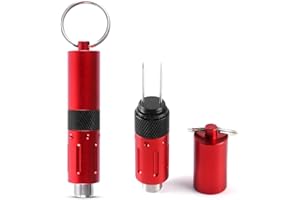 KEENSUN 2-in-1 Cigar Punch Tool Set with Cigar Hole Opener(9mm) and Twin Nubber, Portable Rotary Punch with Key Chain Ring (Red)