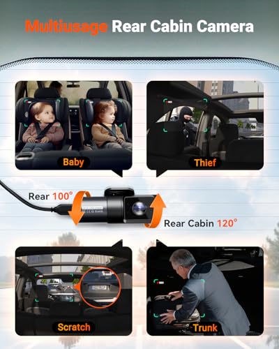 Vantrue N5S 4 Channel WiFi 360 Degree Dash Cam, STARVIS 2, IR Night Vision, 2.7K+1080P*2+1440P Front Rear Inside Dashcam, Voice Control, GPS, 24 Hours Parking Mode, Support 1TB Max