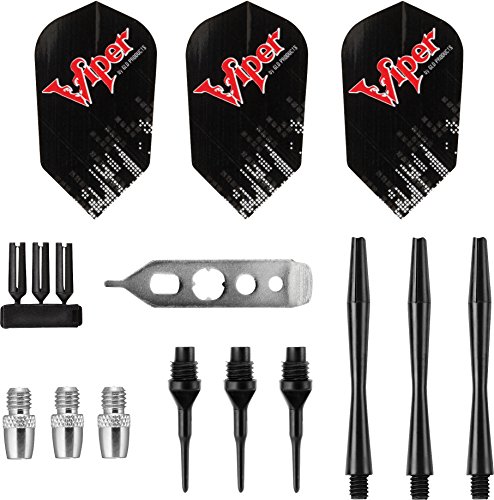 Viper Bobcat Adjustable Weight Soft Tip Darts with Storage/Travel Case: Nickel Silver Plated, Light Blue Rings, 16-18 Grams