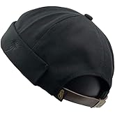 Brimless Hats Docker Cap Skull Beanie Sailor Cap Worker Hat Rolled Cuff Retro Hat with Adjustable for Men and Women