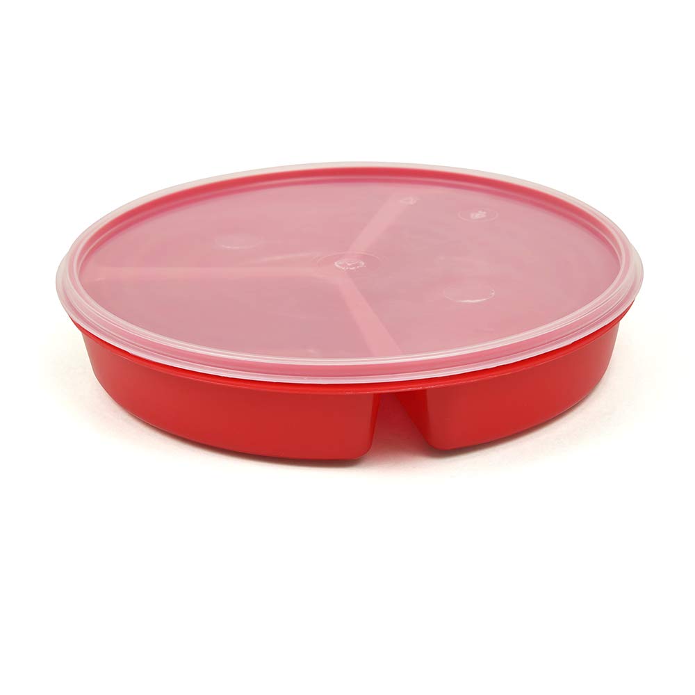 Partitioned Scoop Dish with Lid - Red: Health & Personal Care