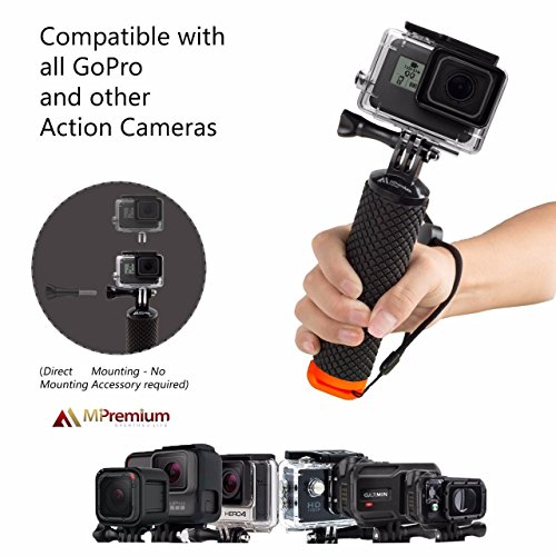 ALLCACA Buoyancy Stick Floating Hand Grip Camera Handle Diving Stick with Lanyard, Suitable for Gopro, Black and Orange