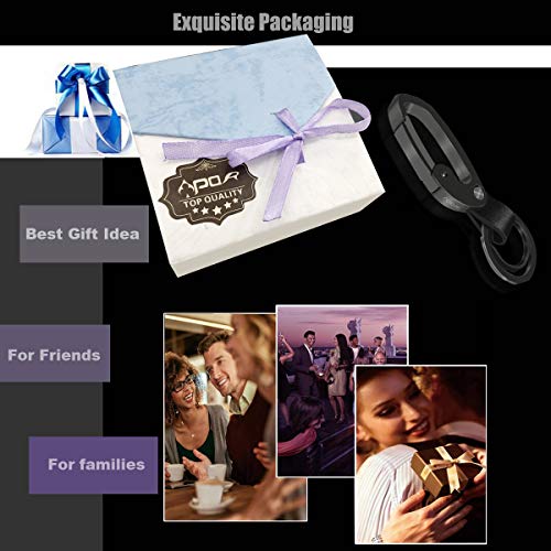 Apor Premium Key Chain Zinc Alloy and Leather Car Business Keychain with 2 Key Rings and Gift Box Idea for Men and Women - Thumbnail 6