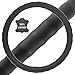 BDK Black Genuine Leather Steering Wheel Cover Large 15.5 to 16 inch