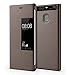 Huawei Ascend P9 Plus Case, Premium Leather Cover with View Window Protective Smartphone Flip Cover Folio Case (Ultra Thin Slim)(Perfect Fit) (P9 plus Brown)
