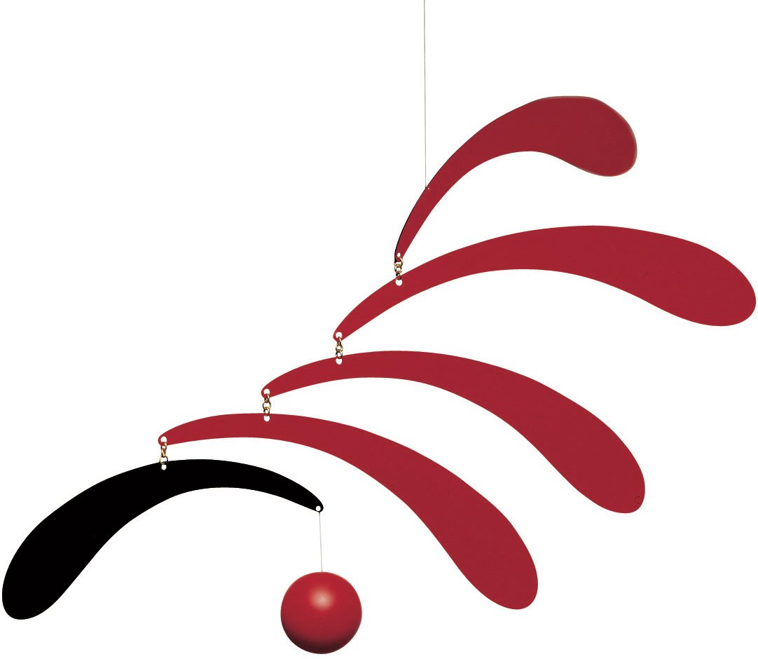 Flensted Mobiles Flowing Rhythm Red Hanging Mobile - 18 Inches - Wood