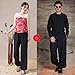 Chinese Traditional Style COTTON & LINEN Breathable Soft Tai Chi Martial Arts Yoga Running Pants, Elastic Waist, Black