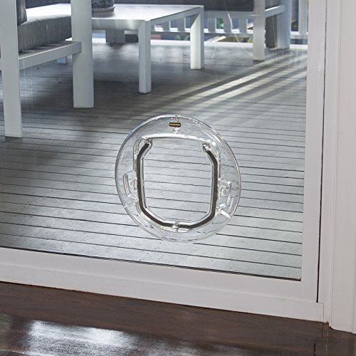 Hakuna Small Ultra Clear Pet Door Cat Flap with 4 Way Locks, 7.5â€ x 7.5â€ Flap Size, Best Fit for Screens, Sliding Glass Door, Glass Window, Weather-Resistant & Low Maintenance