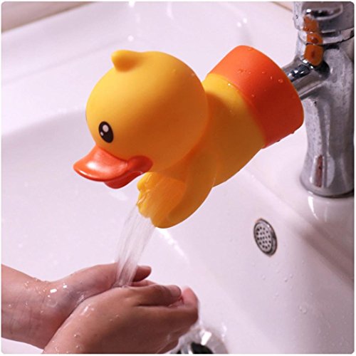 Tpingfe Cute Animal Faucet Extender, Kitchen Bathroom Silicone Sink Handle Extender Washing Easily For Child (Duck) - Thumbnail 3