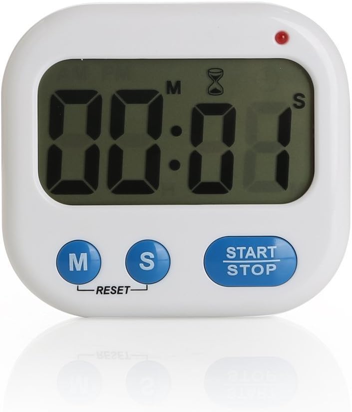 WeighX KT366 Digital Countdown Count Up Kitchen Timer Alarm 99'59 LCD Backlit Sport Stopwatches Large Display Screen Loud Sounding Alarm Retractable Stand Common AAA Battery Powered Cook Pomodoro