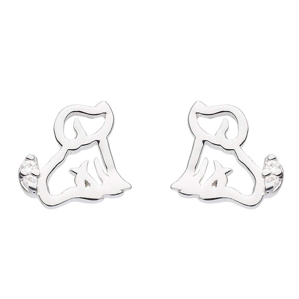 JennyWrenJewels Animal Stud Earrings | UK Sterling Silver gifts for girls & Women, children Kids School wear | Dog puppy Cat Kitten Star Elephant (Dog/Puppy)
