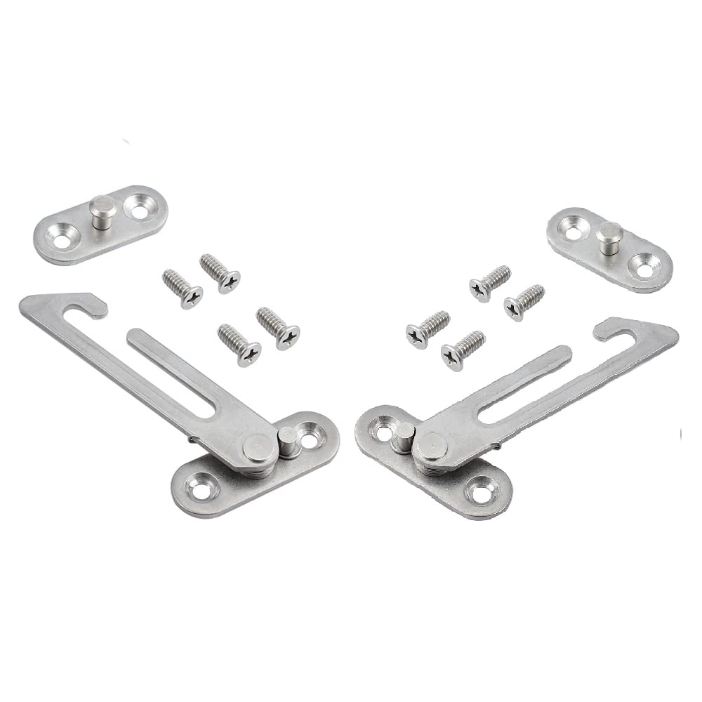 2 Pcs Window Restrictor Catch Locks, Stainless Steel Child Safety Window Restrictor Hook, Child Restrictor Security Locks for UPVC Windows (Left and Right Handed)
