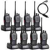 8-Pack Portable BaoFeng BF-888S UHF FM Transceiver High Illumination Flashlight Portable Walkie Talkie Two-Way Radio(Black) with Earpieces, and 1 Programming Cable