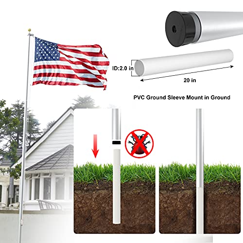 IIOPE 25 FT Flag Pole Kit, Heavy Duty Aluminum Outdoor In Ground