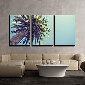Palm Tree in Retro Style Orange County California x3 Panels