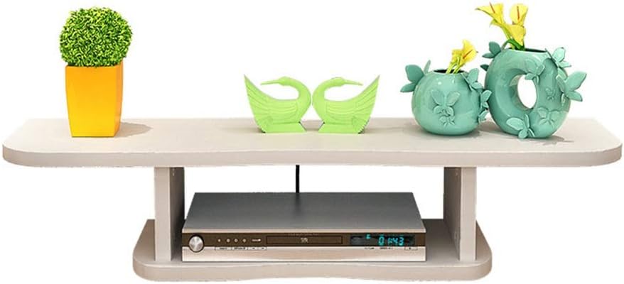 Ljf Floating Shelves Wall Mounted Floating Wall Shelf Background Wall Cabinet Partition Router Storage Punch-free Can Put Weight 30 Kg (Color : WHITE, Size : 60CM*22CM*15CM)