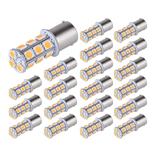 AUTOSAVER88 1156 LED Light Bulbs - [20 Pack] 3500K Warm White LED Lamp for RV Trailer Camper Interior Signal Light