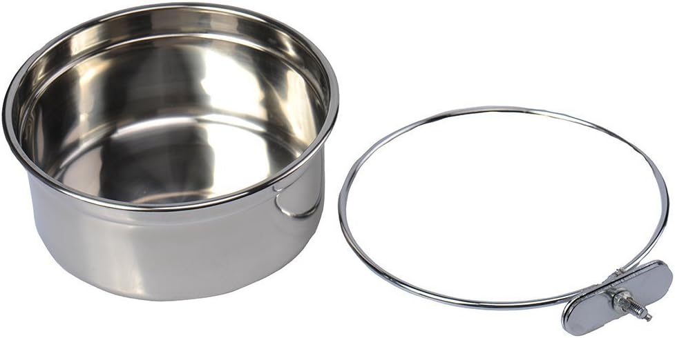 Stainless Steel Food Water Bowl For Pet Bird Crates Cages Coop Dog Cat Parrot Bird Rabbit Pet (Large:14cm*6cm,5.51 * 2.36inch) - Image 5