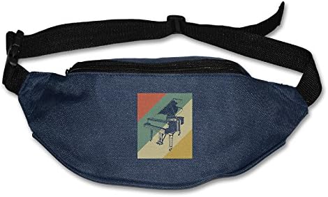 Piano Vintage Silhouette Waist Travel Pocket For Sports Travel Running Hiking Outdoor Lightweight Waist Bags Navy