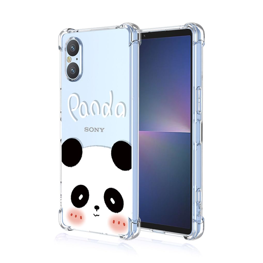 SEAHAI Case for Sony Xperia 5 V, Ultra Thin Soft Silicone Clear Back TPU Bumper Shockproof Cover Fashion Flowers Graphic Colorful Skin Slim Case - Panda