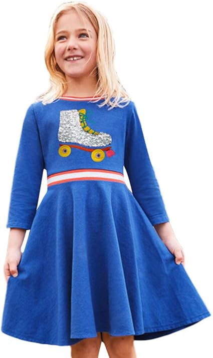 Amazon Co Jp Racazing 長袖ワンピース 女の子 超可愛い スパンコール スケート ワンピース 子供女の子服 十代の少女 子供洋服 文化服装学院 フォーマル 可愛い チュニック カジュアル 誕生日 結婚式 普段着 並行輸入品 24ヶ月 9歳 服 ファッション小物