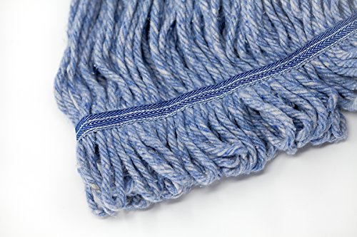 KLEEN HANDLER HEAVY DUTY Commercial Mop Head Replacement, Wet Industrial Blue Cotton Looped End String Cleaning Mop Head Refill - Thumbnail 3
