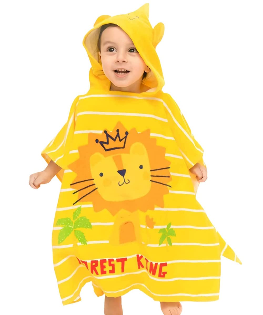 Hilmocho Kids Hooded Beach Towel Poncho Children Bath Towel Bathrobe Animal Cotton Swimming Pool Shower Towel for Boys Girls