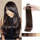 Tape in Human Hair Extension Dark Brown 18 inch Long Straight 100% Remy Seamless Skin Weft Hair Bonding Double Sided Tape 20Pcs/30g (#2) + 10pcs Free Tapes
