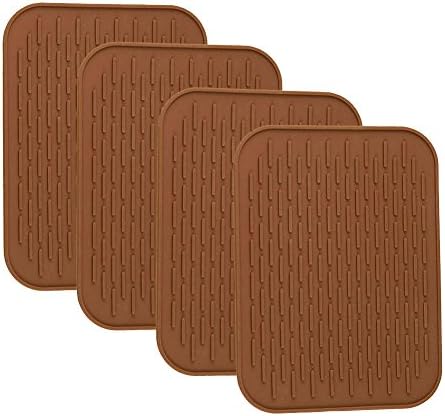 New Placemat, Non Harm Healthy Silcone Material, Flexible, Anti Slippery, Heat and Water Proof Table Coaster 4pcs Set Pack(Brown)