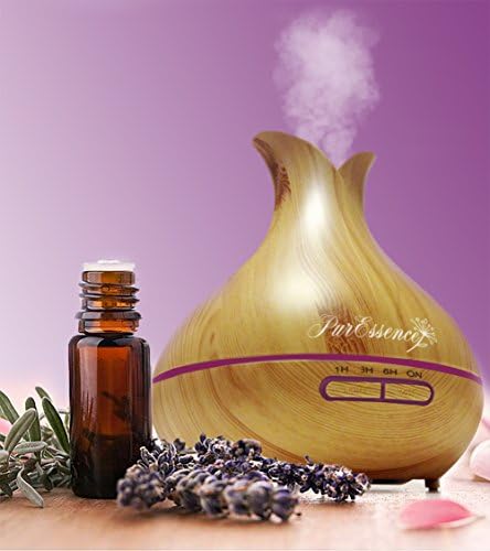 Essential Oils Diffuser by PurEssence | Aromatherapy with Cool Mist Portable Ultrasonic Humidifier 10 Hours Steam Auto Shutoff with Calming Night Light